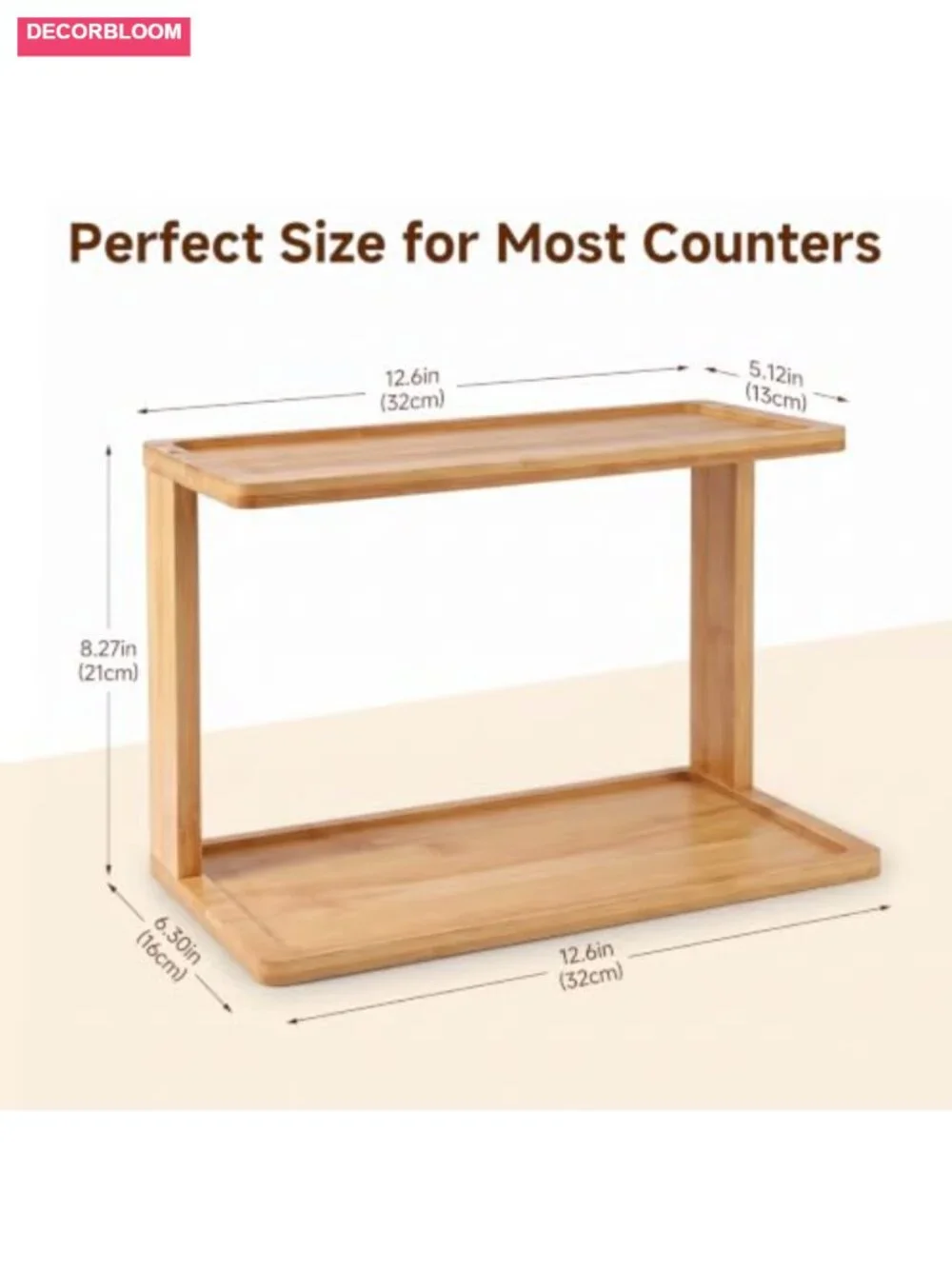 2-Tier Bamboo Countertop Coffee Station Organizer with Coffee Pod Holder